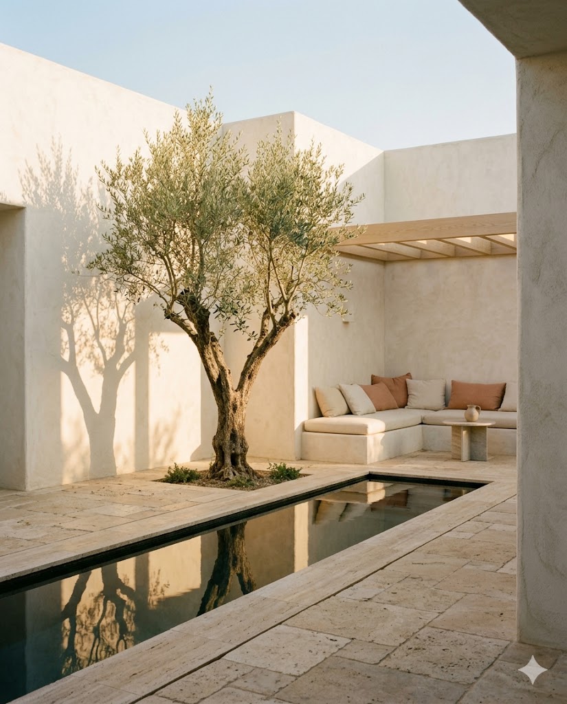 lifestyle — courtyard at golden hour